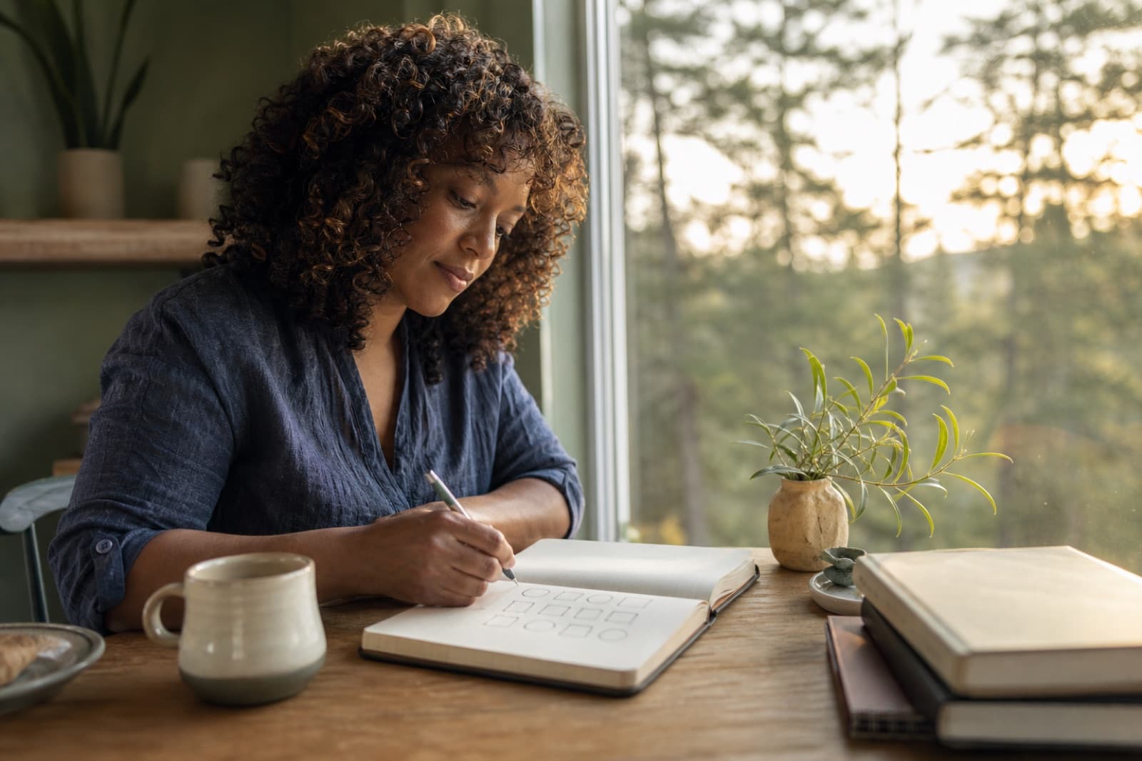 A person reflecting in a notebook after a coaching conversation