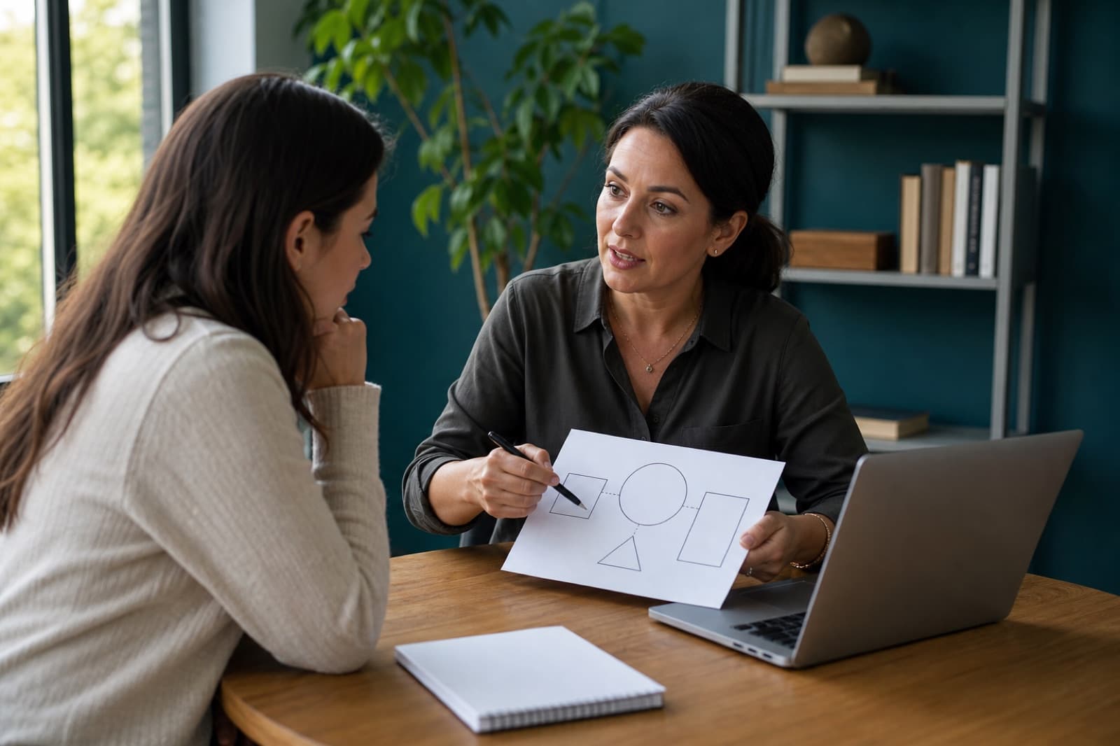 A client reviewing confidentiality and service boundaries beside a laptop