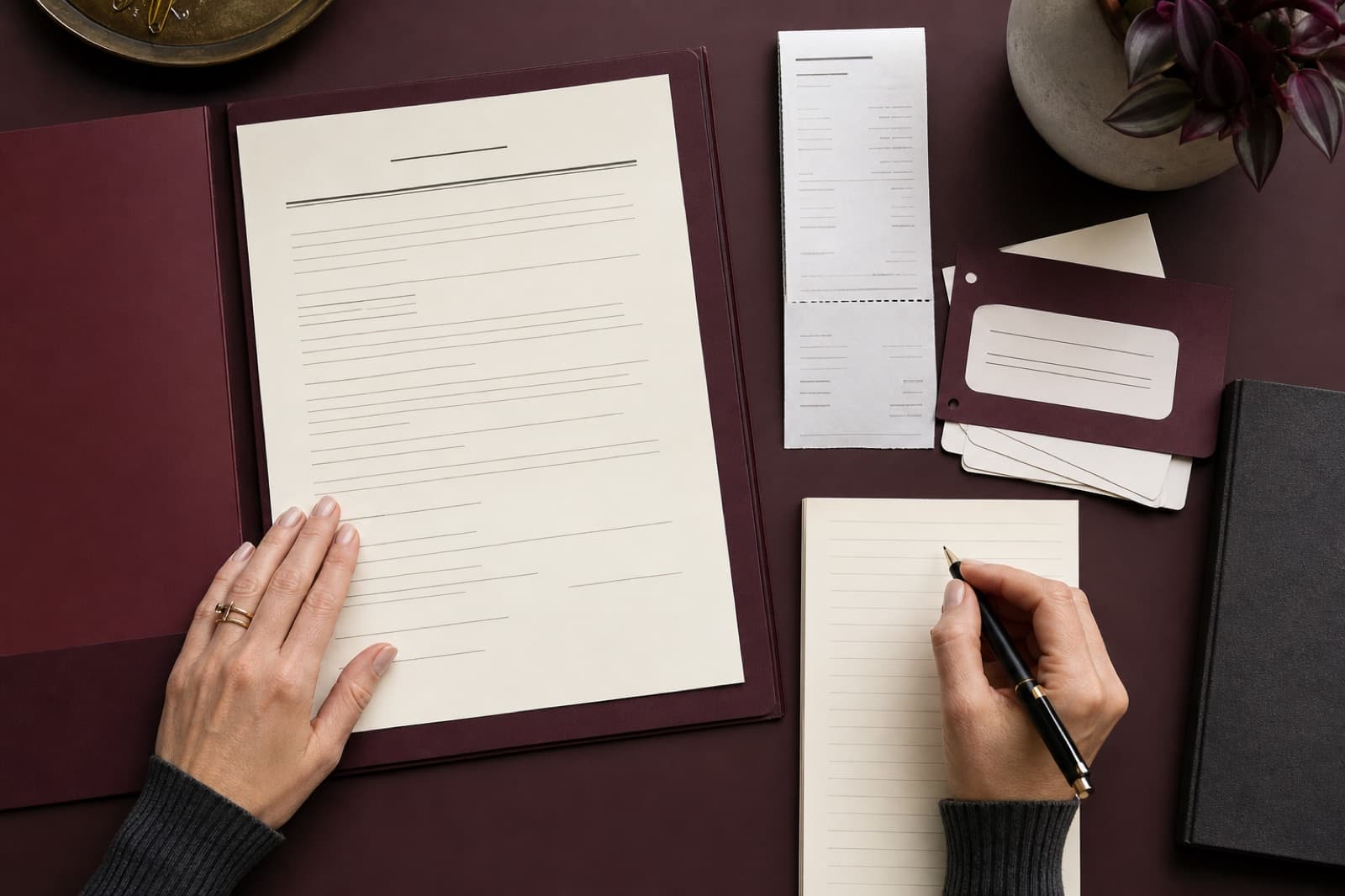 A person organizing an agreement and factual incident notes