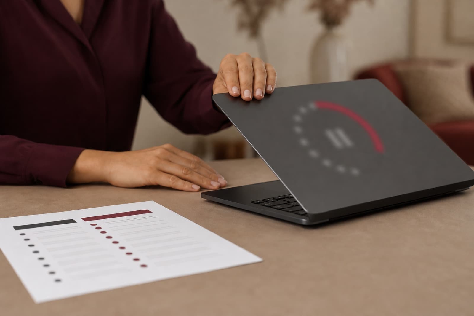A person closing a laptop rather than responding to a high-pressure offer